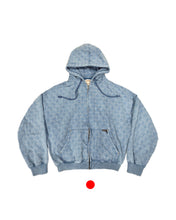 Load image into Gallery viewer, Blue star studded hoodie on a white background