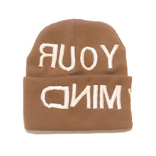 Load image into Gallery viewer, Empty Your Mind Reverse Embroidery Beanie Broewn