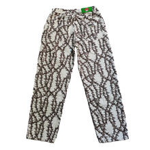 Load image into Gallery viewer, Vegan Suede Double Knee Canvas Pants Thorn Print White