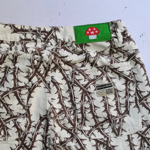 Load image into Gallery viewer, Vegan Suede Double Knee Canvas Pants Thorn Print White