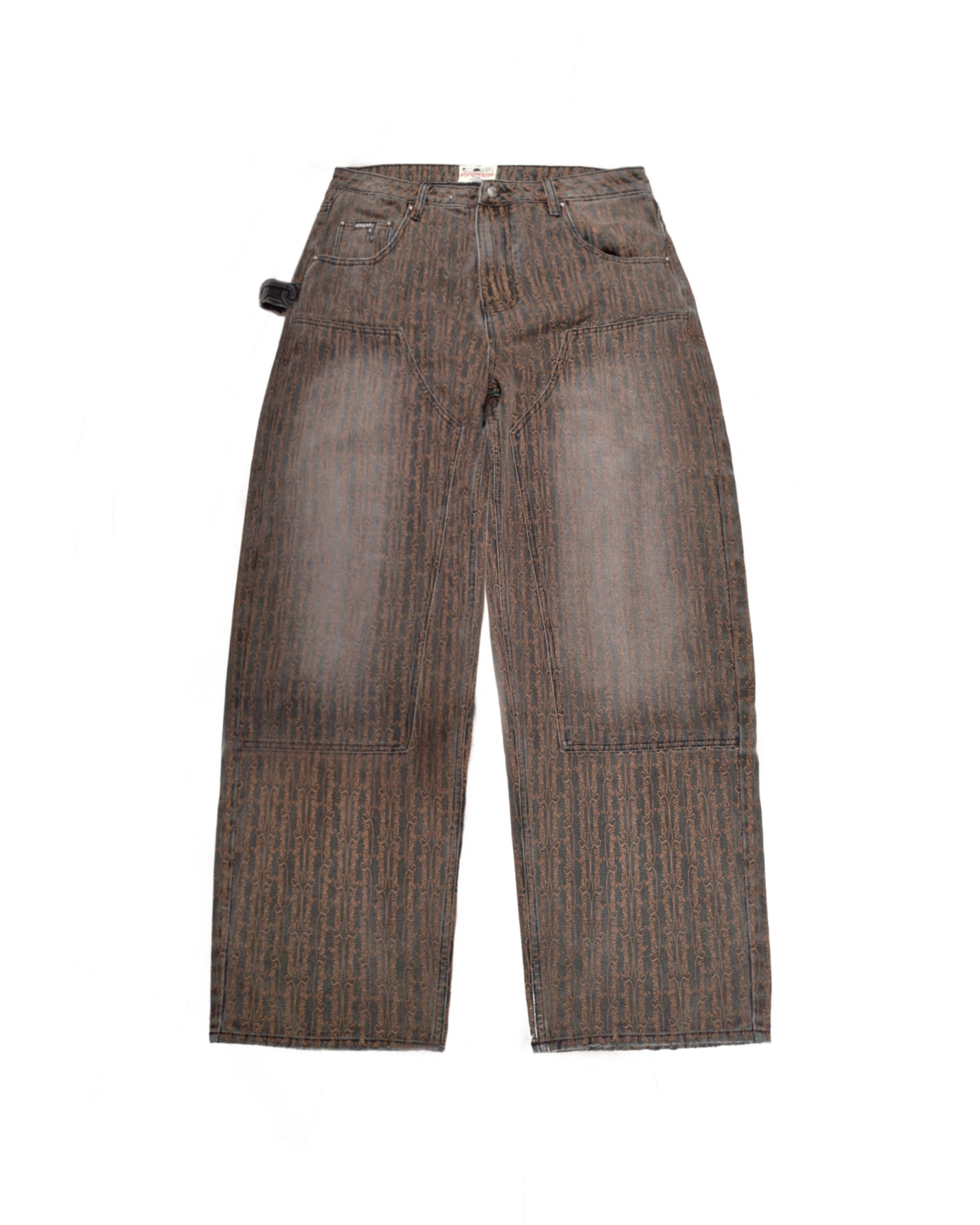 Script Double Knee Jeans Acid Black