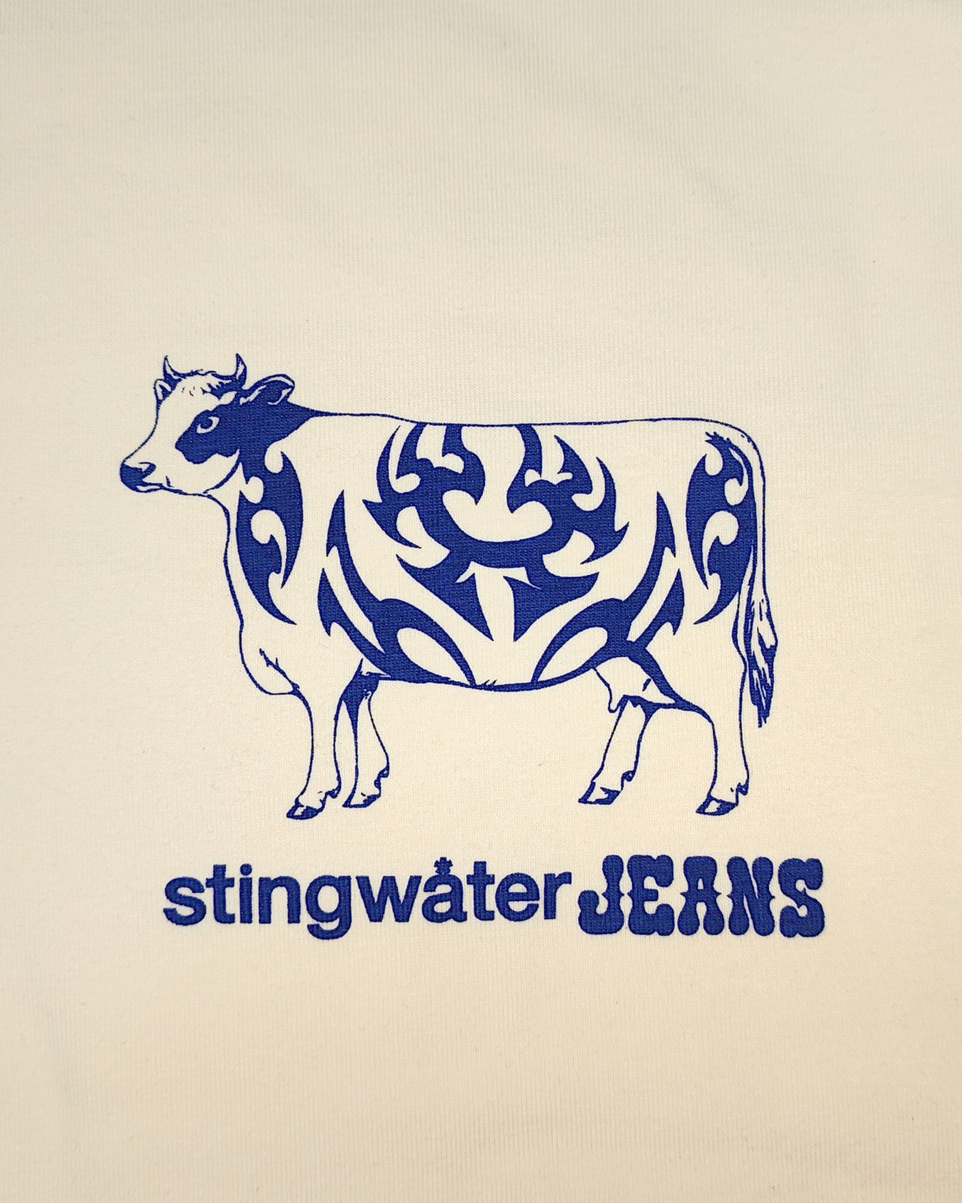 Stingwater Tatted Cow T-Shirt Ringer Off White/Navy
