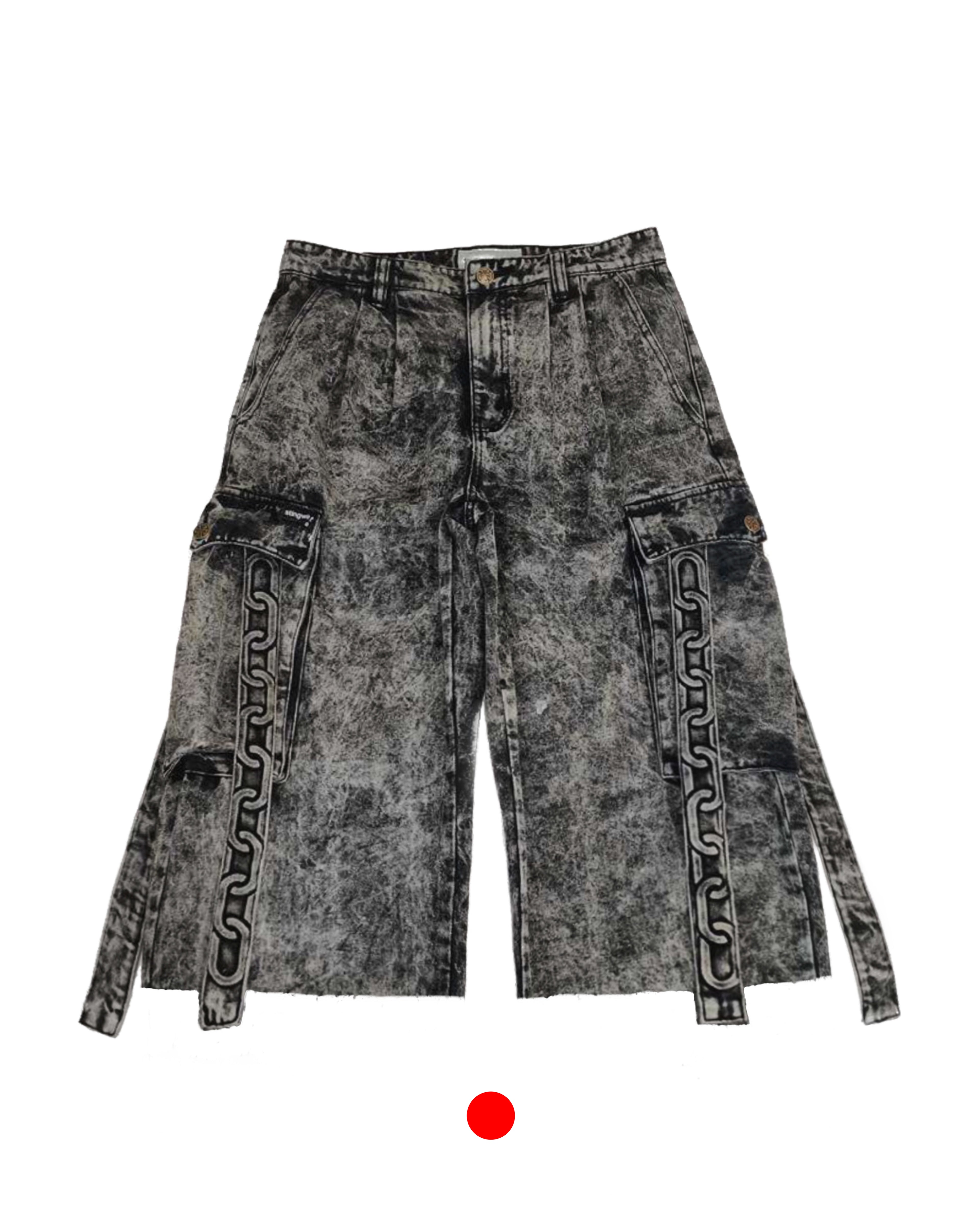 Red Sea Cargo Denim Shorts Black (Chained)