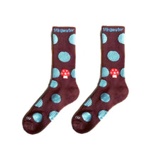 Load image into Gallery viewer, Stingwater polkadot mushroom aga sock brown and blue 
