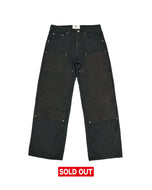 Vegan Suede Double Knee Twill Pants Black