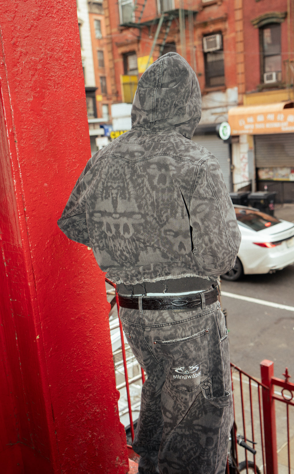 Ego Death Denim Zip Up Hoodie Acid Black (feat. Wreck Pack)