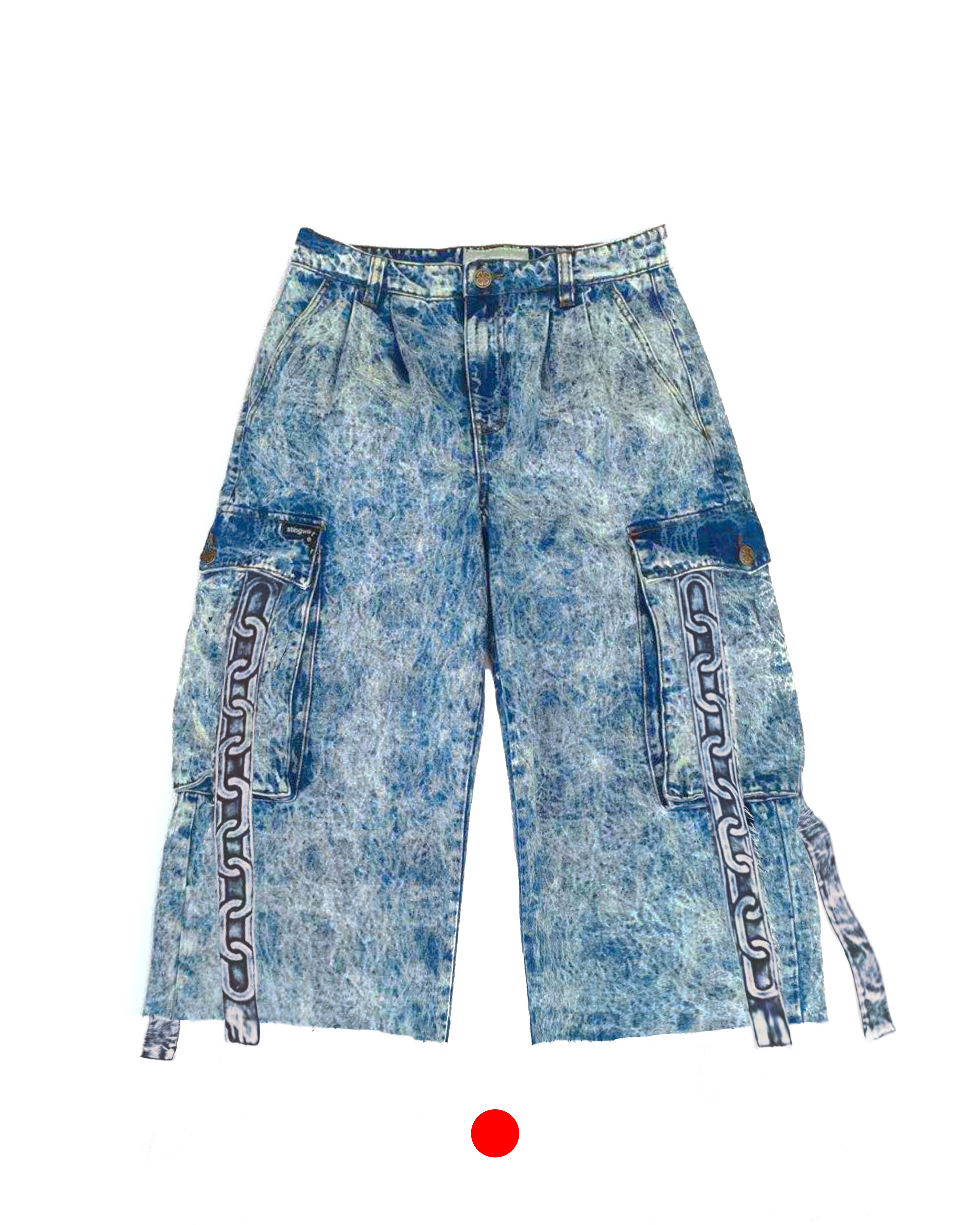 Red Sea Cargo Denim Shorts (Chained) Blue