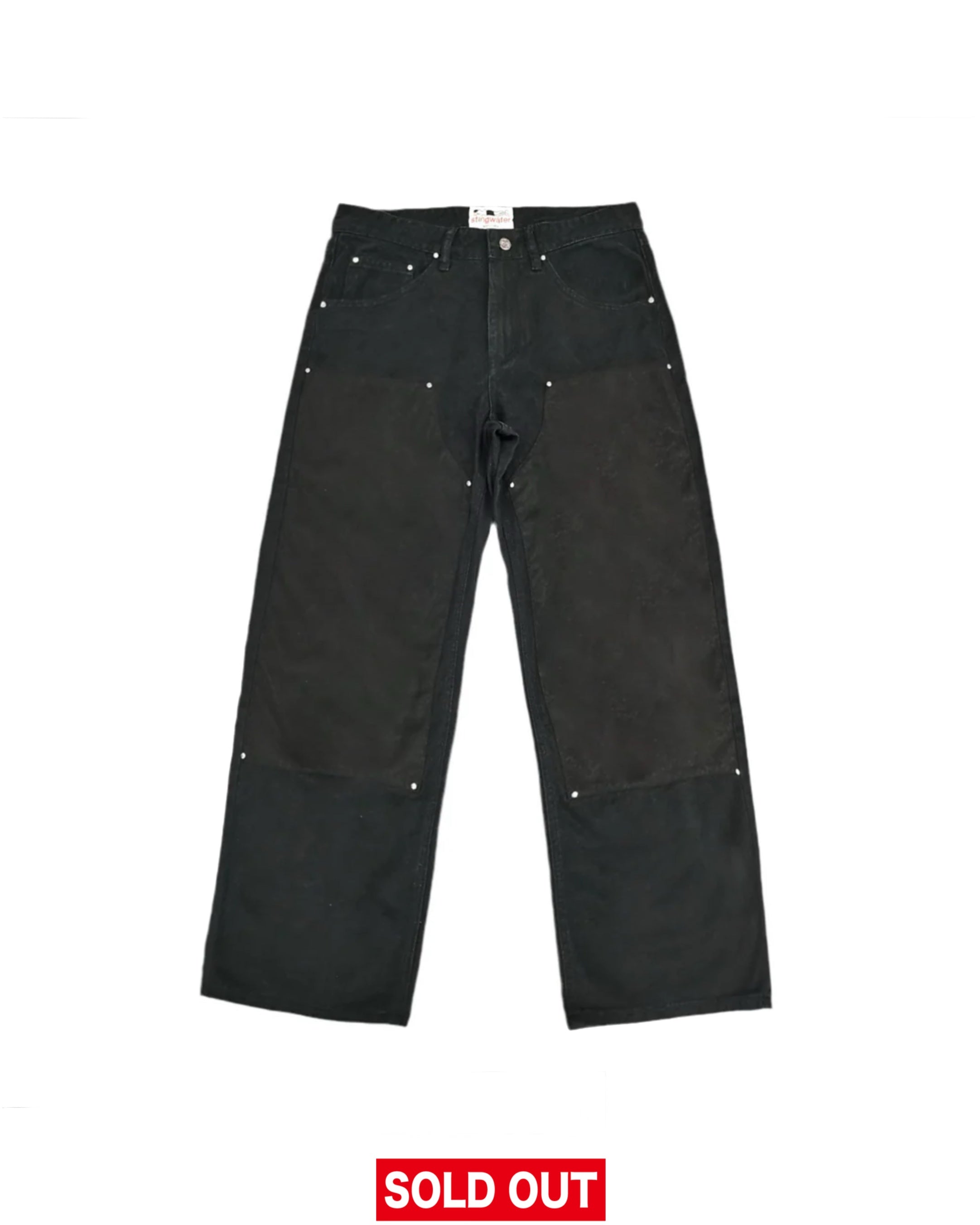 Vegan Suede Double Knee Twill Pants Black