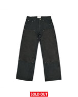 Vegan Suede Double Knee Twill Pants Black