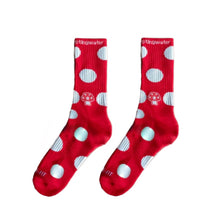 Load image into Gallery viewer, Polkadot Mushroom Aga Sock Red/White
