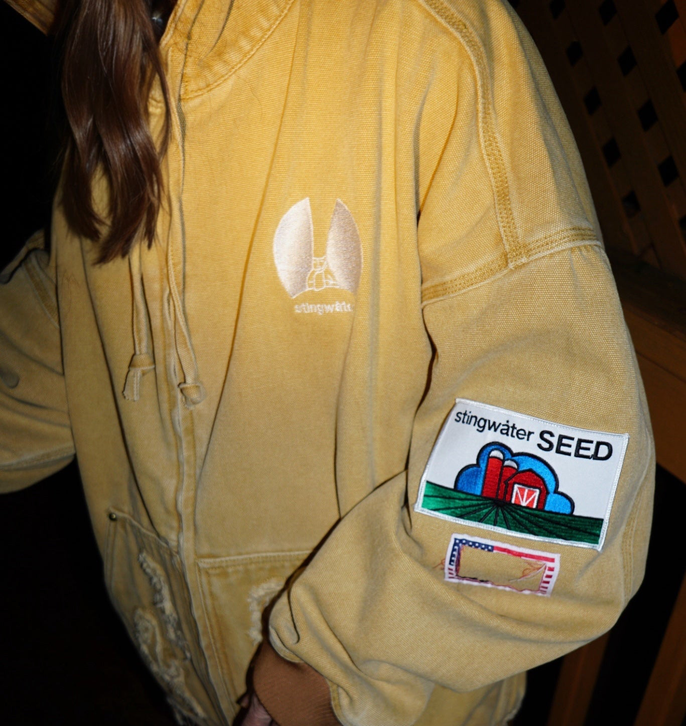 American Dream Canvas Zip Up Hoodie Brown