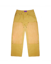 Load image into Gallery viewer, Vegan Suede Double Knee Canvas Pants Wheat Brown
