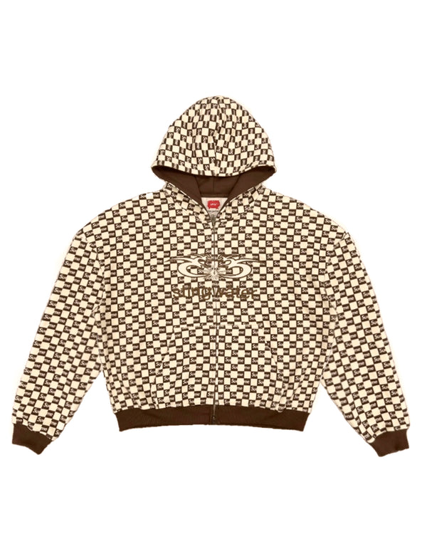 Sue Me Zip Up Hoodie Coffee/Cream