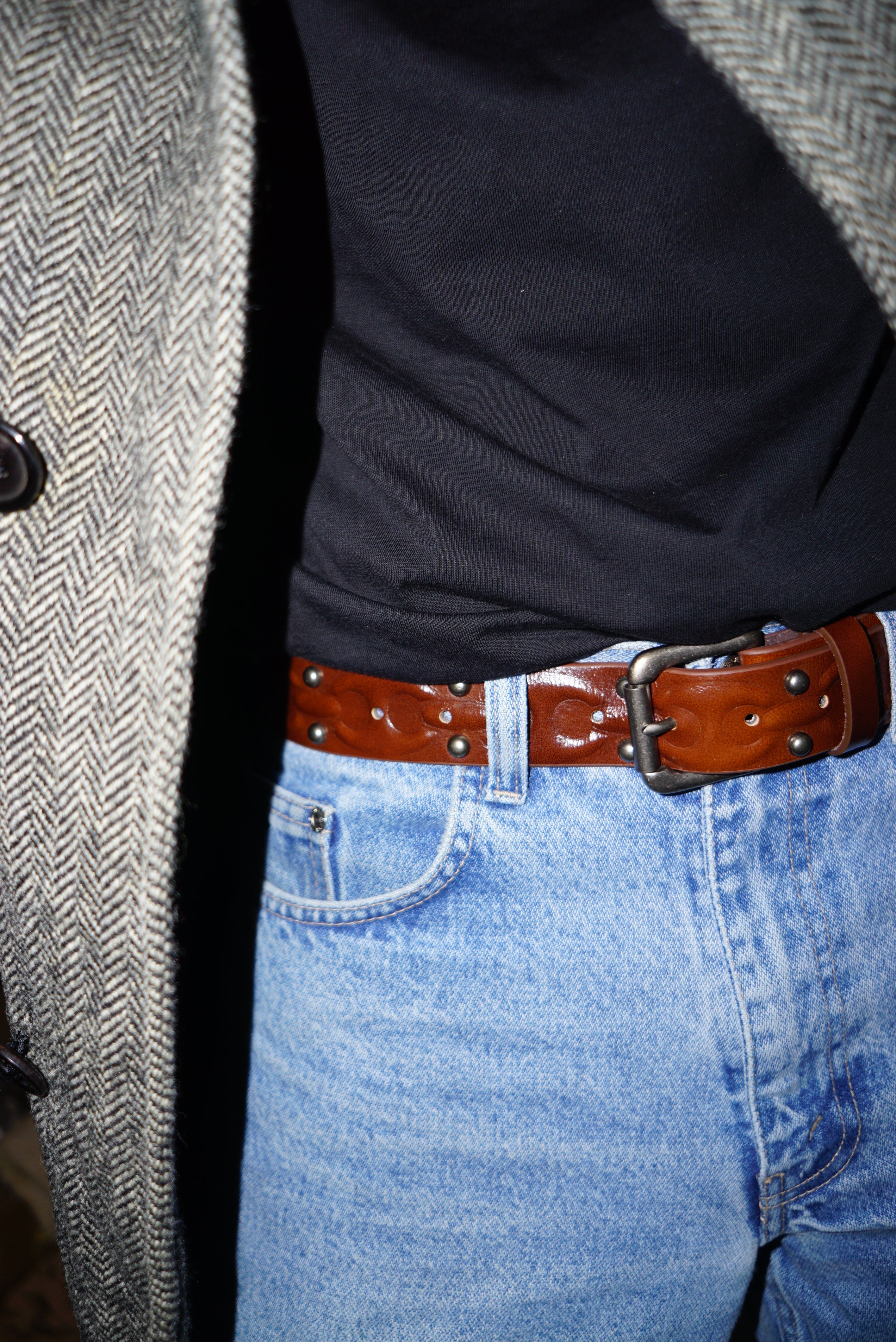 Stingwater Anchor Chain Studded Belt Rusty Brown
