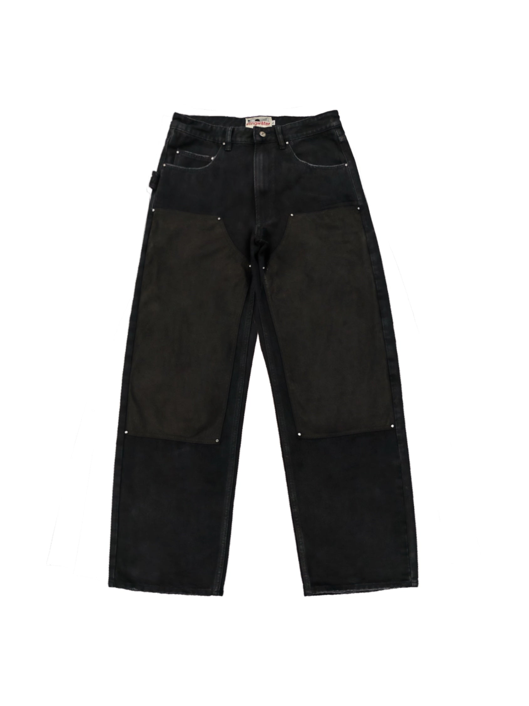 Vegan Suede Double Knee Jeans Black
