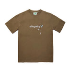 Classic melting logo and skull patch T Shirt Brown