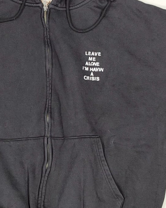 Mini Crisis Zip Up Hoodie Faded Black