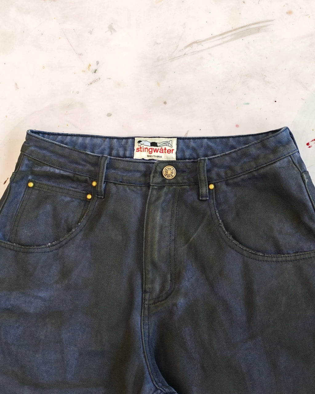 Big Groe Painted Canvas Jeans Off Black