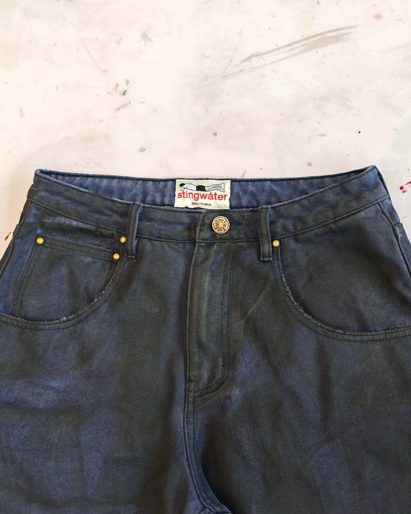 Big Groe Painted Canvas Jeans Off Black