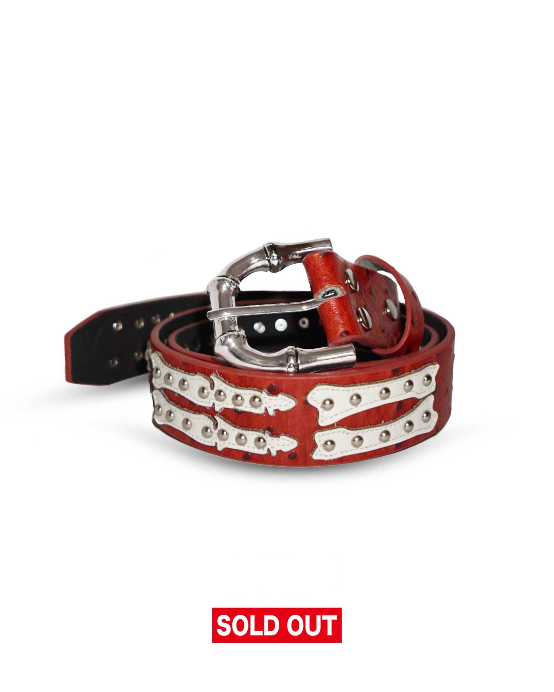 Stingwater Studded Bone Belt Deep Red