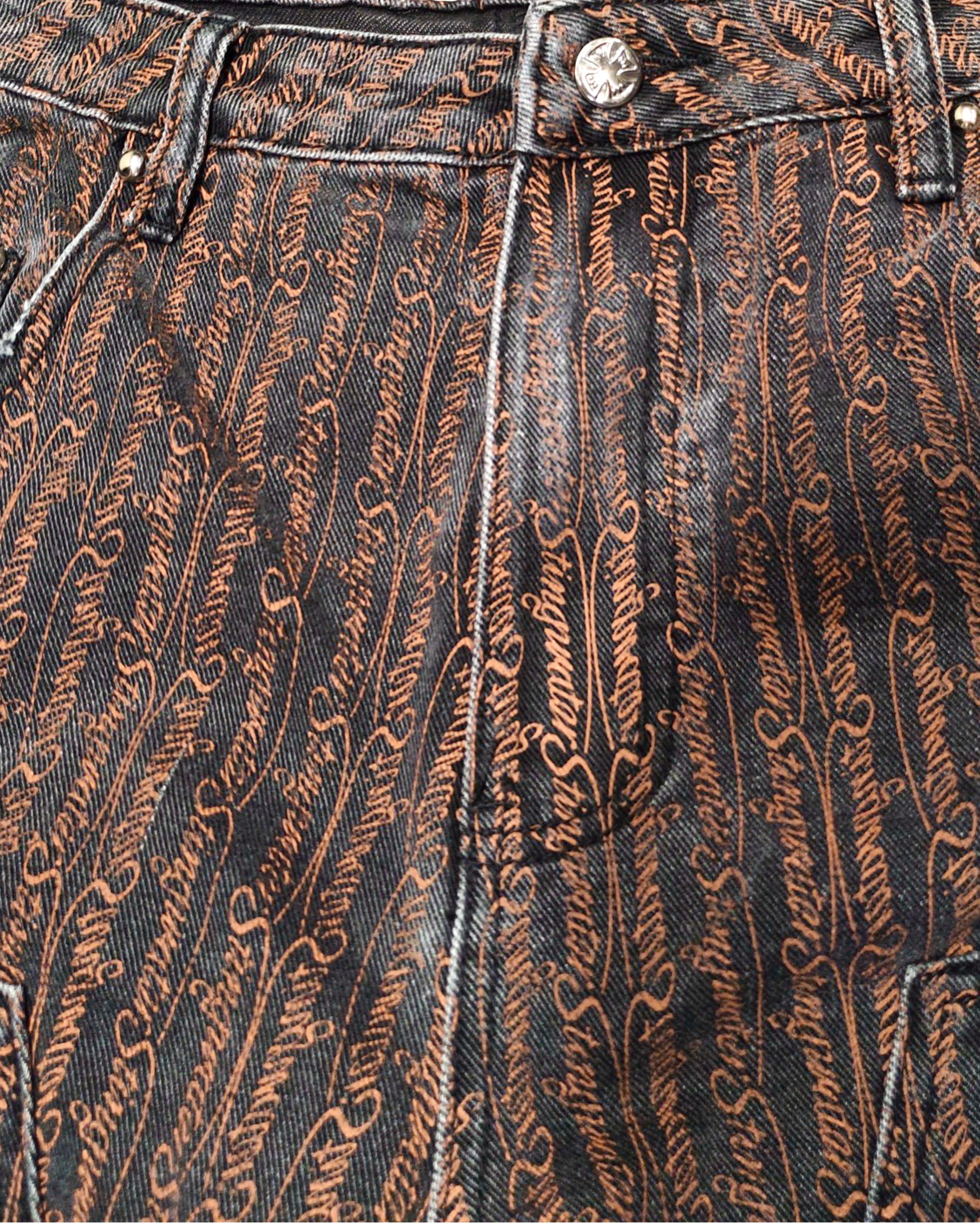 Script Double Knee Jeans Acid Black