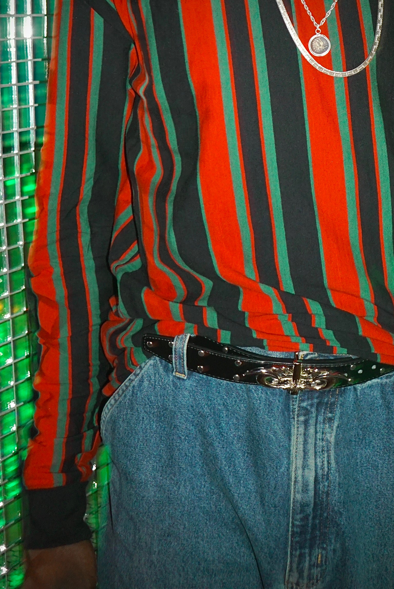 Moses Studded Thin Belt Chrome