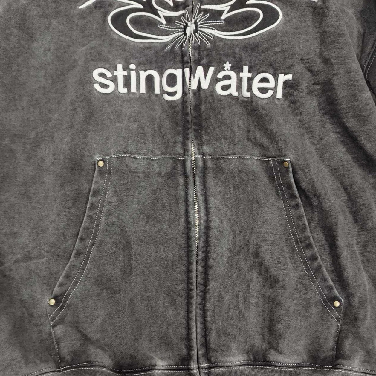 Moses Zip Up Hoodie Acid Black – stingwater