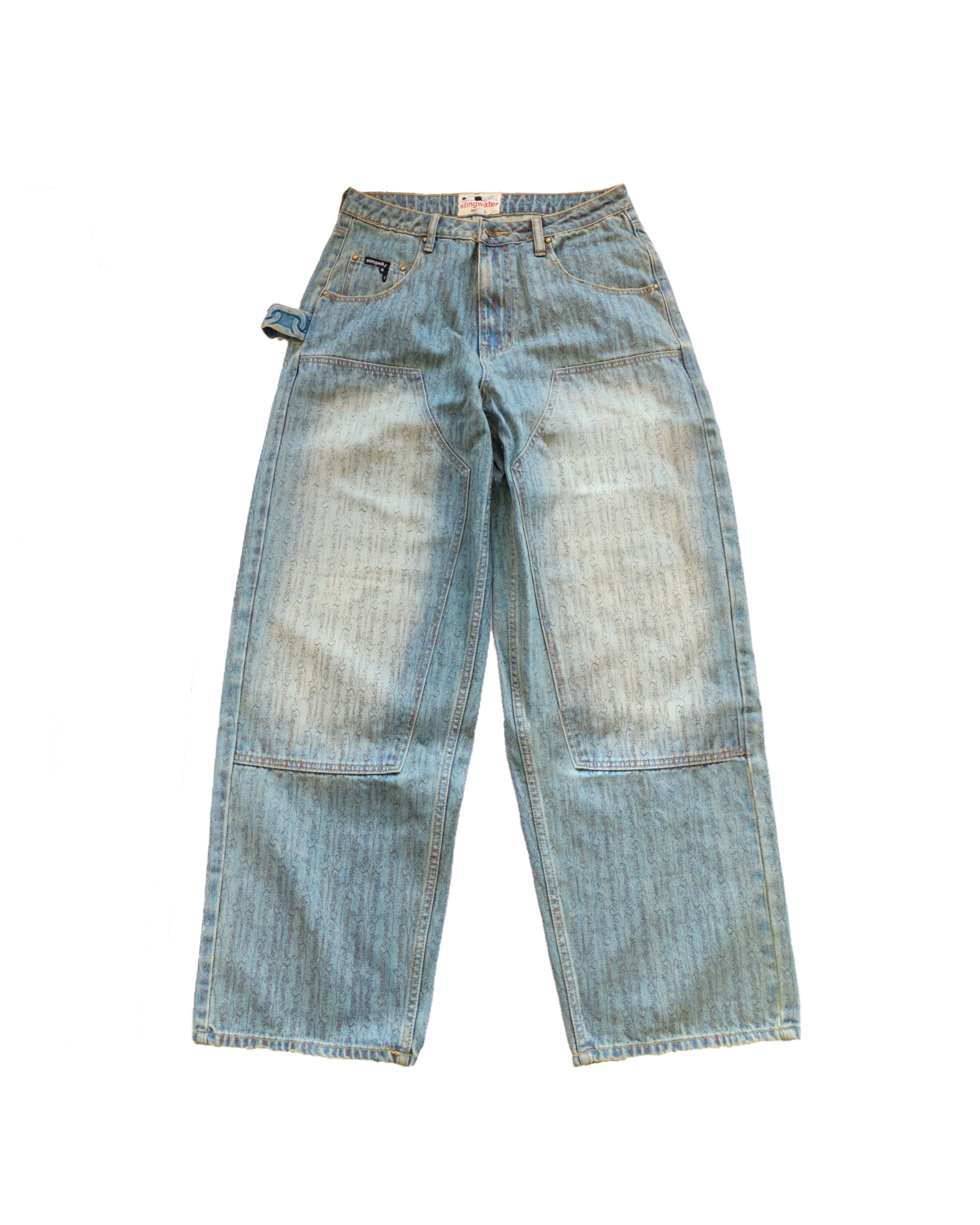 Script Double Knee Jeans Acid Blue