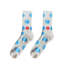 Load image into Gallery viewer, Polkadot Mushroom Aga Sock White/blue

