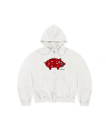 Strawberry Piggy Bank Zip Up Hoodie White
