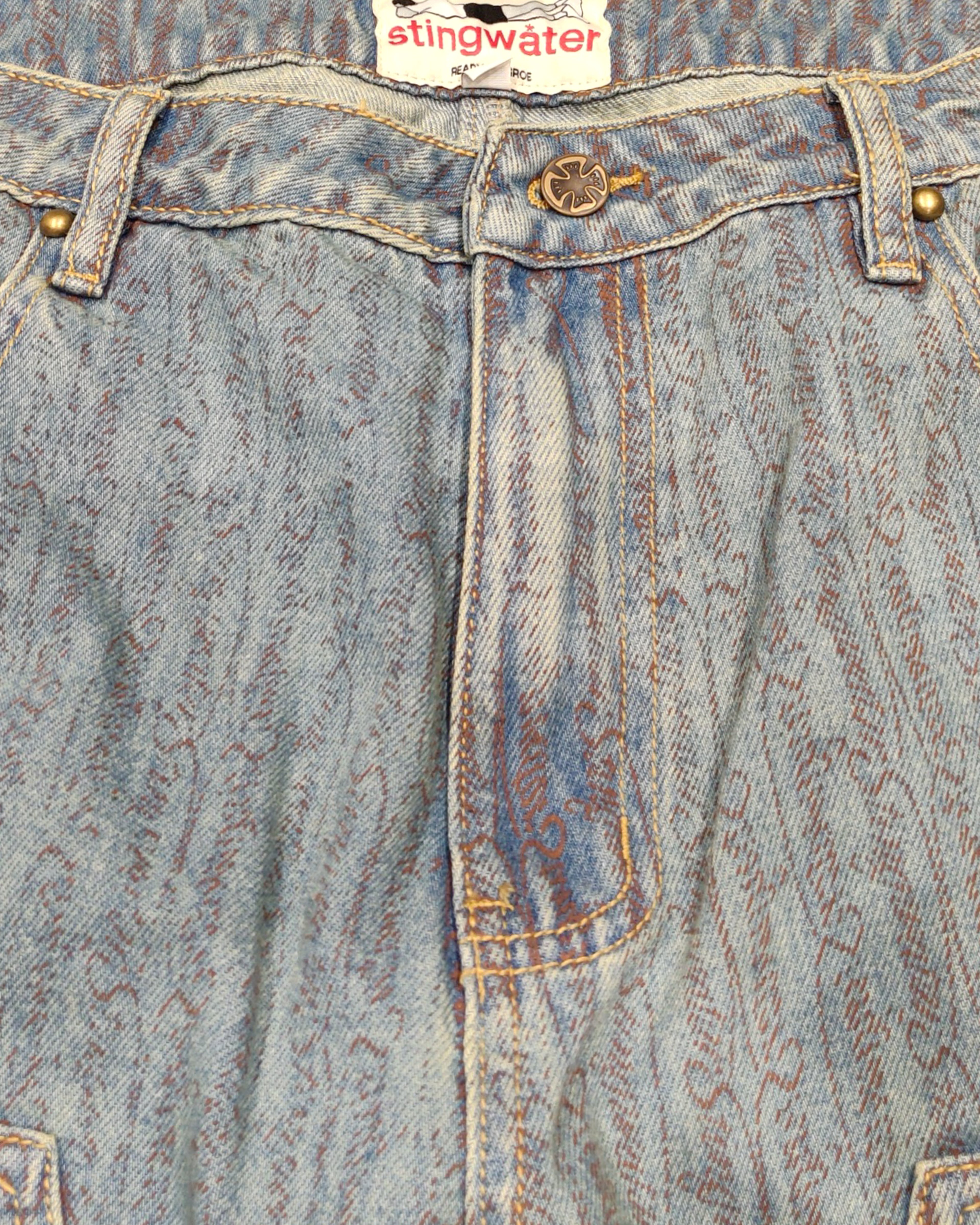 Script Double Knee Jeans Acid Blue