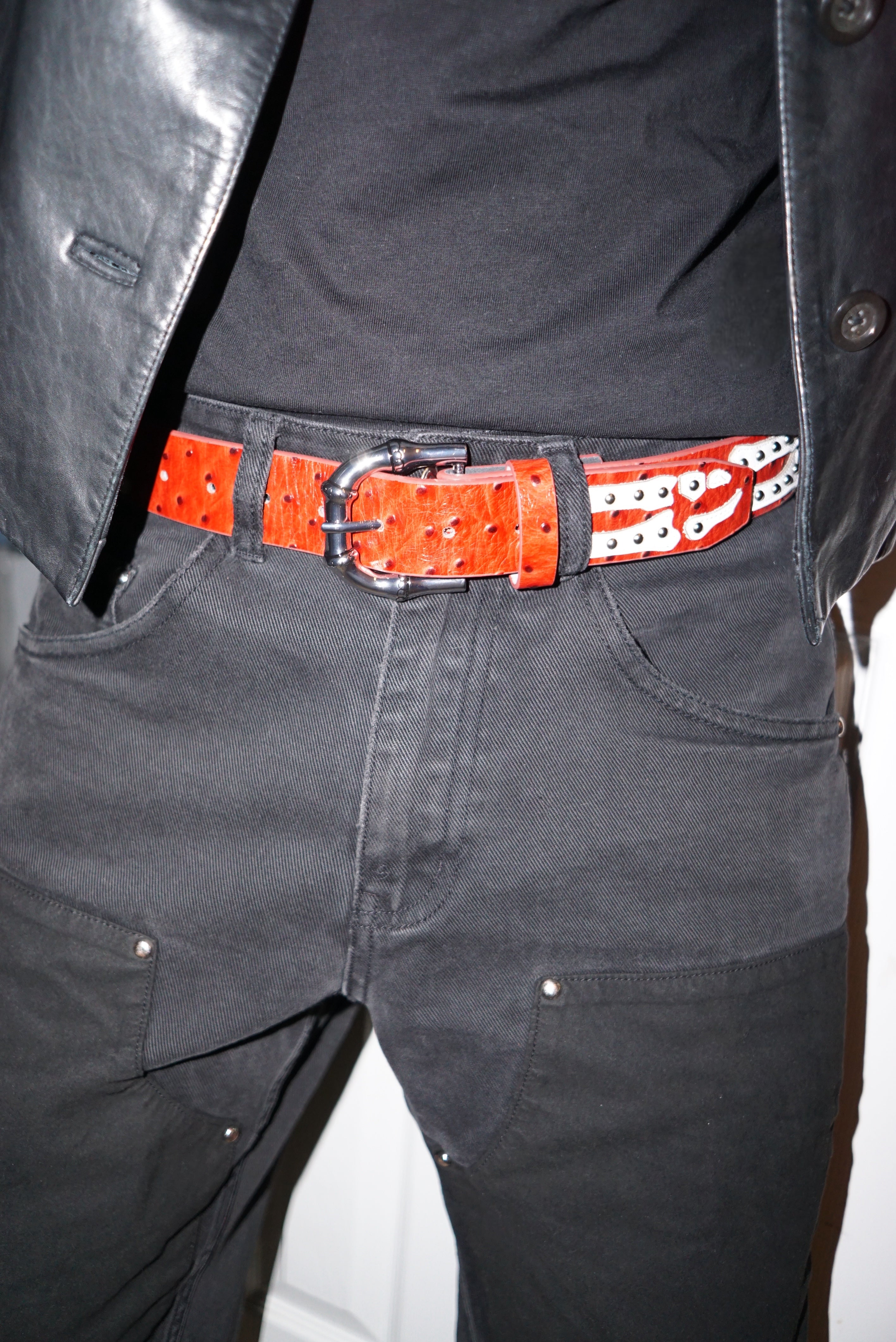 Stingwater Studded Bone Belt Deep Red