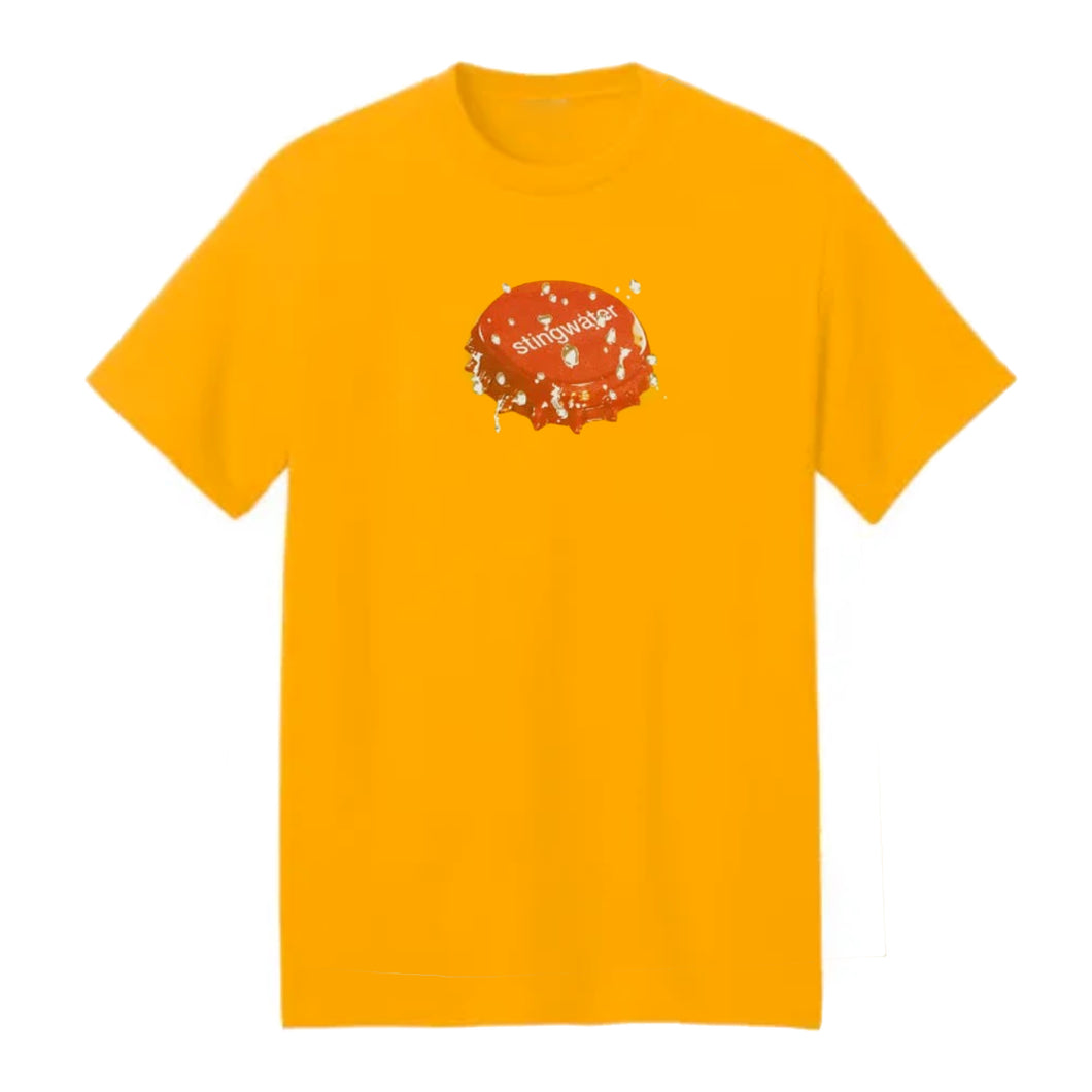 Bottle cap t shirt golden yellow
