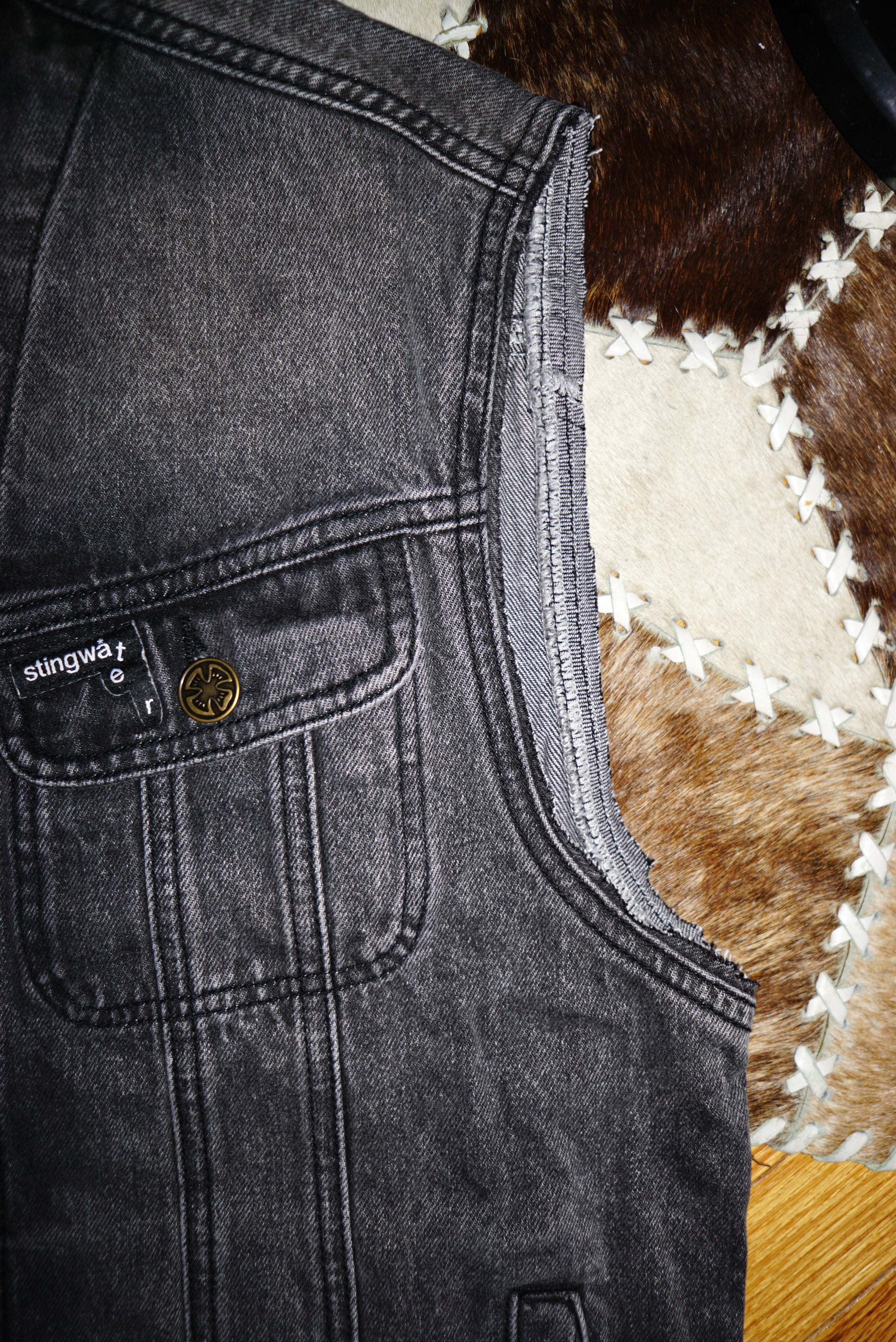 Moto Denim Vest Unchained Acid Black