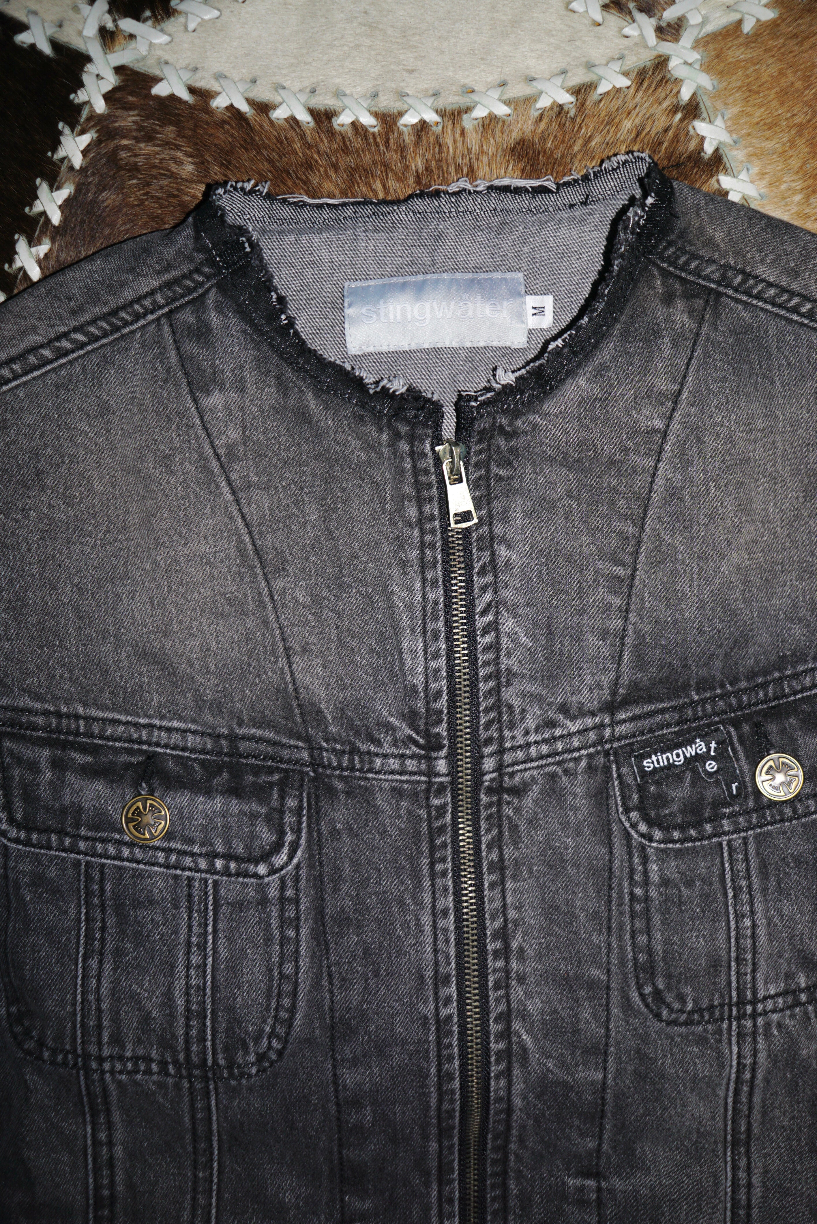 Moto Denim Vest Unchained Acid Black