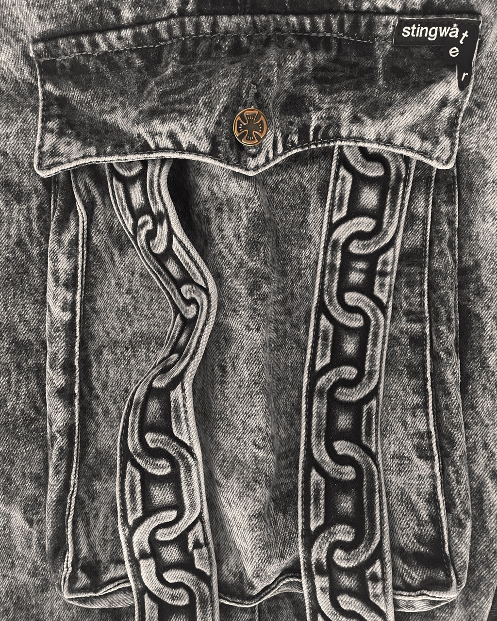 Red Sea Cargo Denim Shorts Black (Chained)