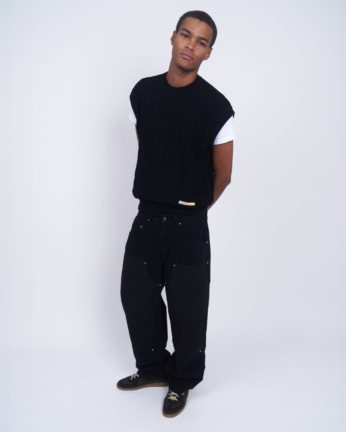 Suede Double Knee Jeans Black