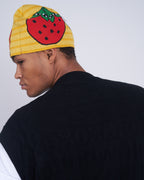 V Speshal Organic Strawberry Beanie Yellow Stripes