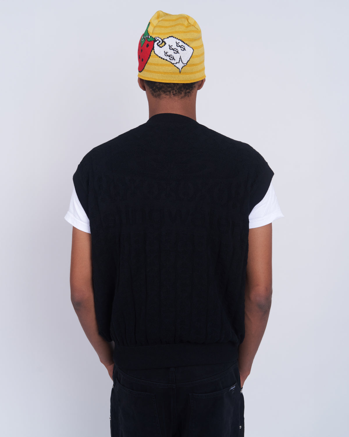 V Speshal Organic Strawberry Beanie Yellow Stripes