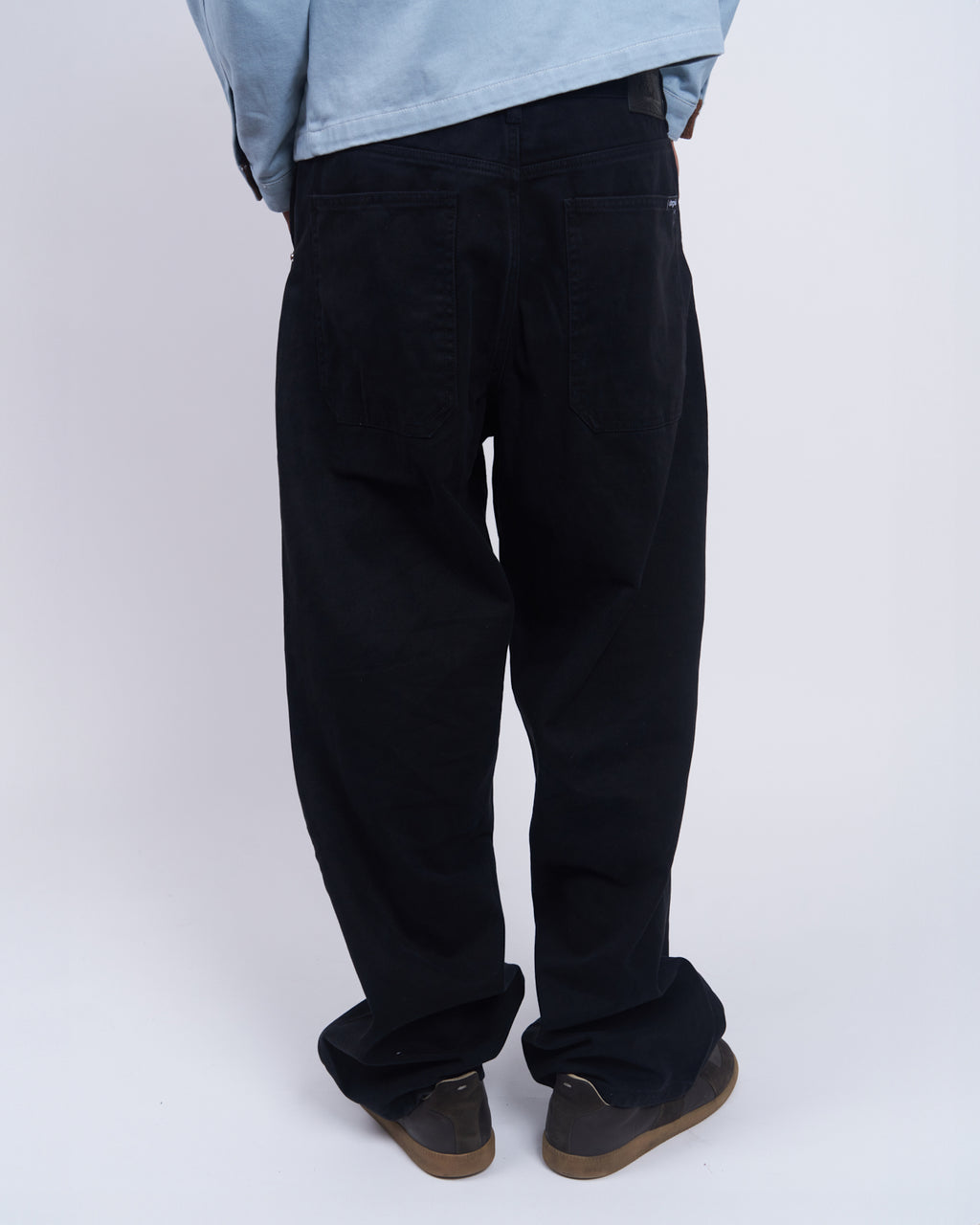 Vegan Suede Double Knee Twill Pants Black