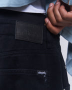 Vegan Suede Double Knee Twill Pants Black