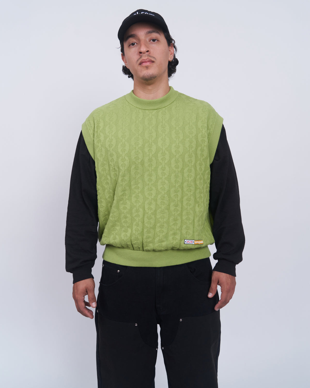 Moses Chain Knit Sweater Vest Lime Green