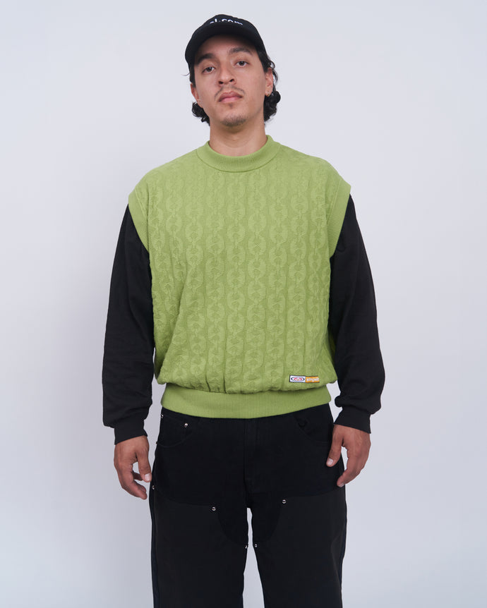 Moses Chain Knit Sweater Vest Lime Green