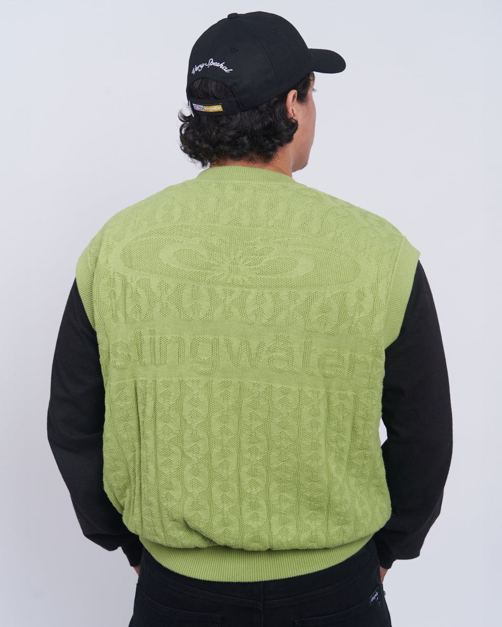 Moses Chain Knit Sweater Vest Lime Green