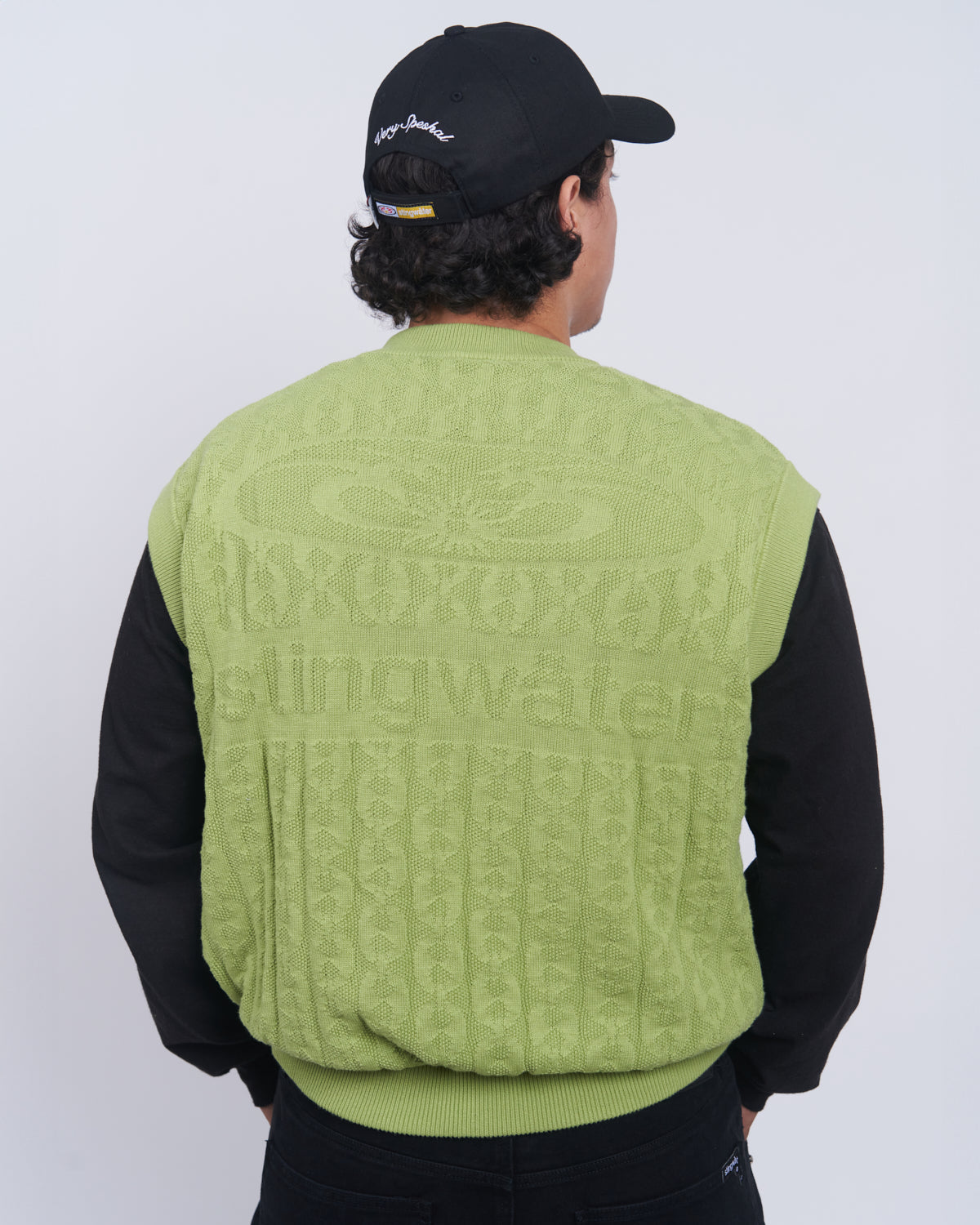 Moses Chain Knit Sweater Vest Lime Green