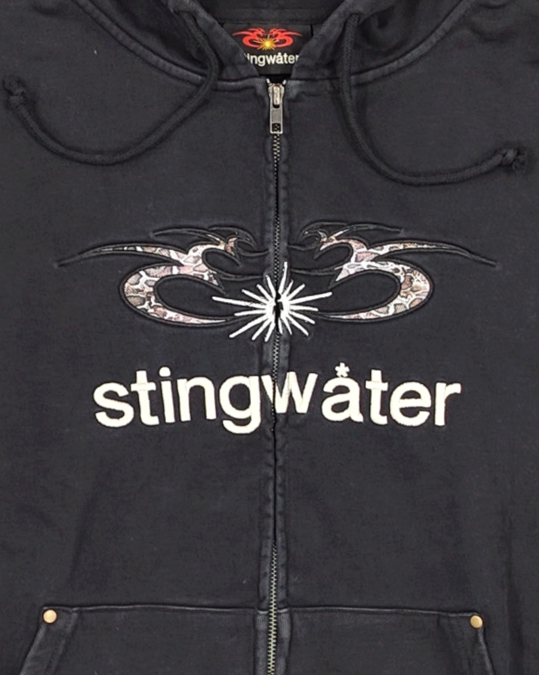 Moses Snake Zip Up Hoodie Faded Black