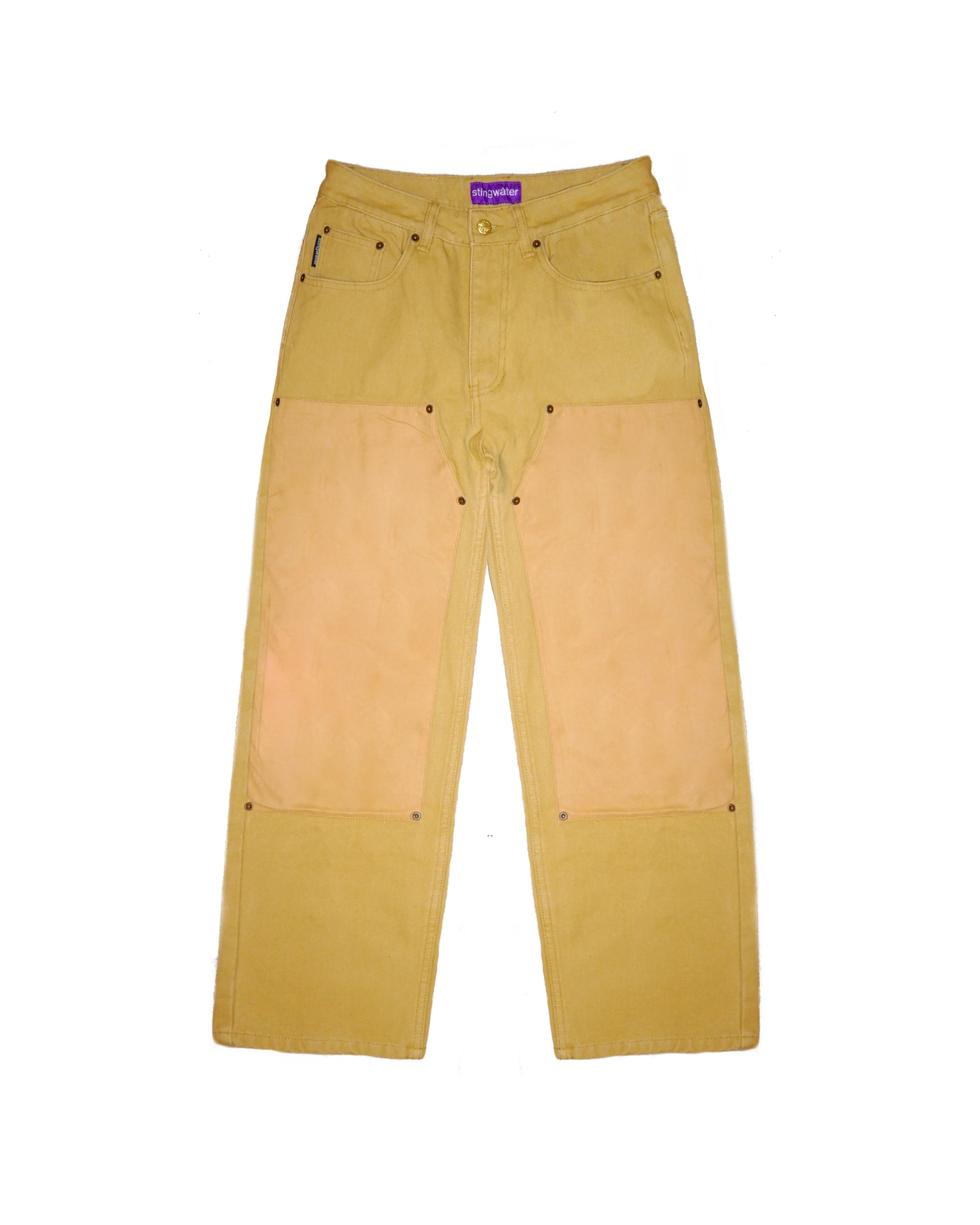 Vegan Suede Double Knee Canvas Pants Wheat Brown