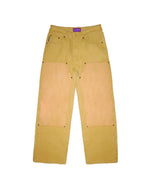Vegan Suede Double Knee Canvas Pants Wheat Brown