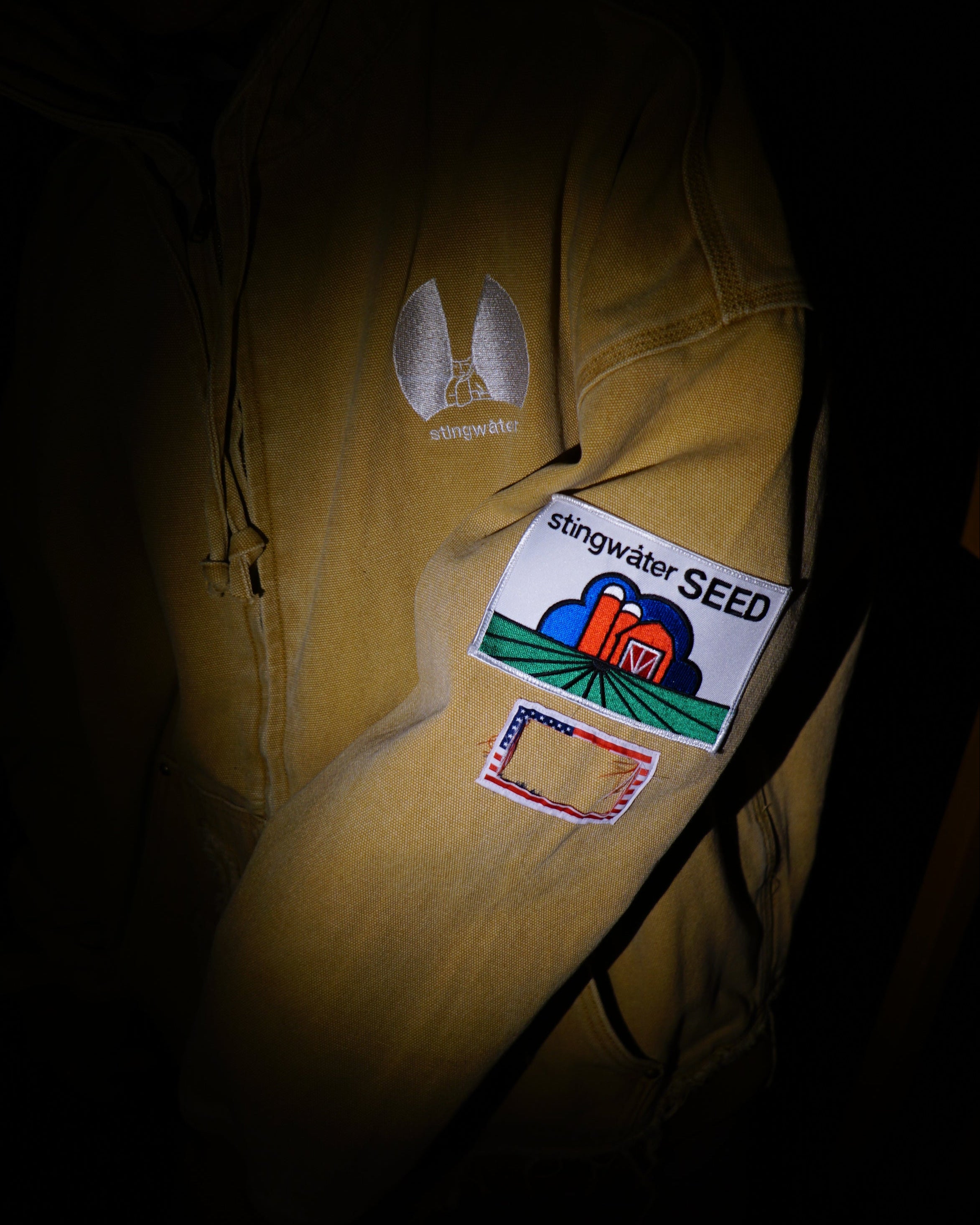 American Dream Canvas Zip Up Hoodie Brown