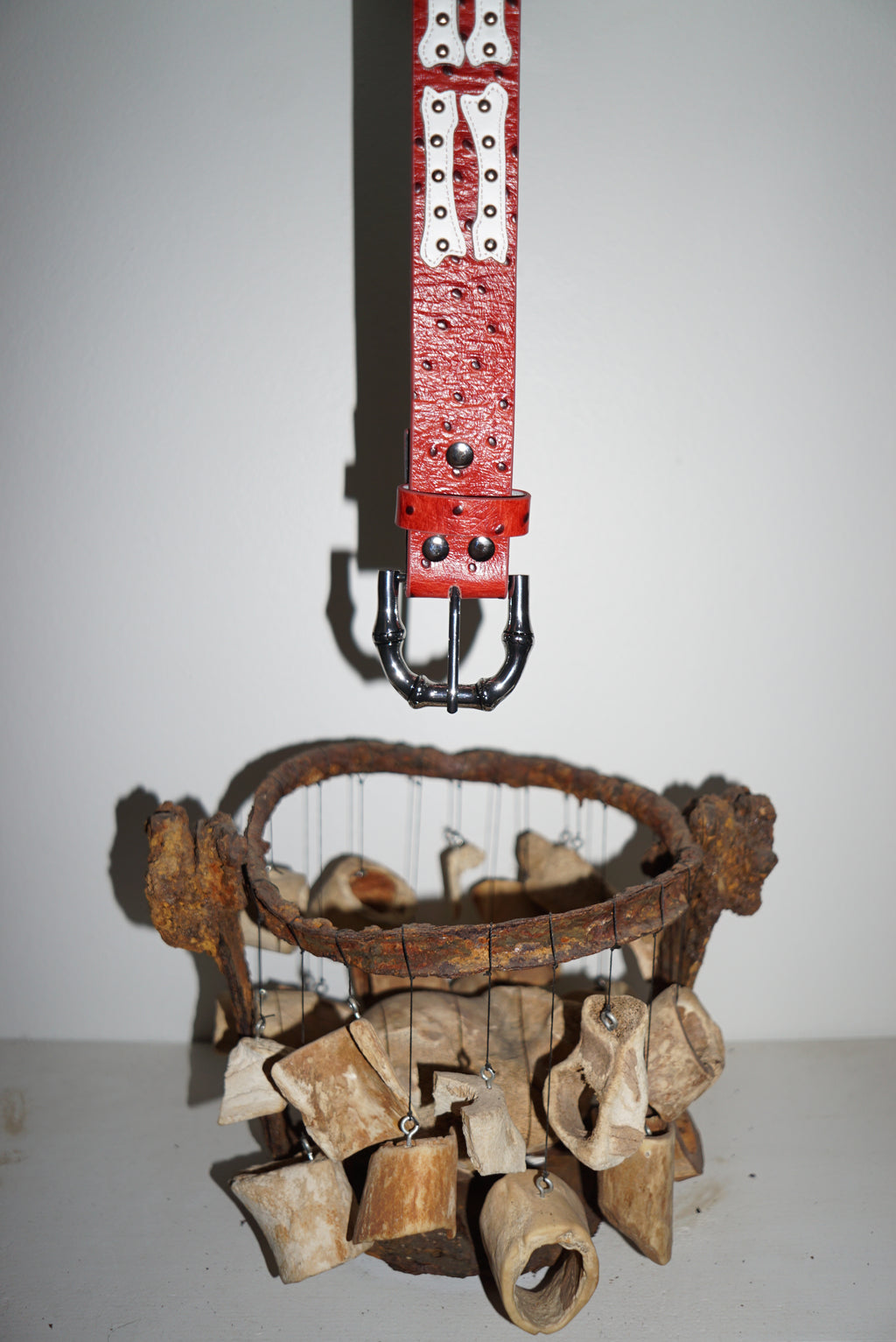 Stingwater Studded Bone Belt Deep Red